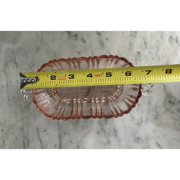 Vintage Old Cafe Pink Depression Glass Oval Olive Nut Bowl Anchor Hocking Small - Picture 6 of 11